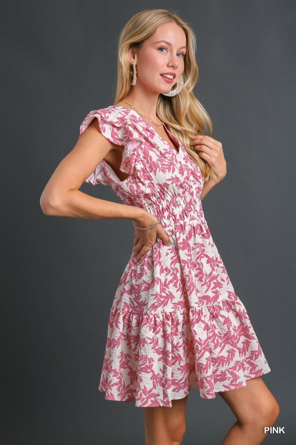 Zoe Ruffle Sleeve Baby Doll Dress in Pink