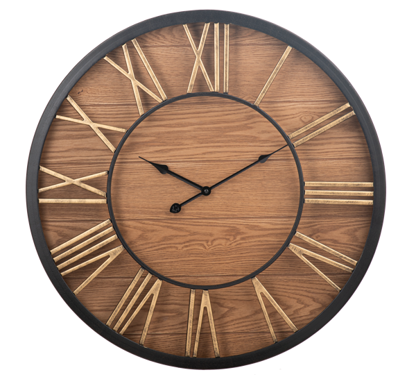 Black & Gold Wood Wall Clock CB198024