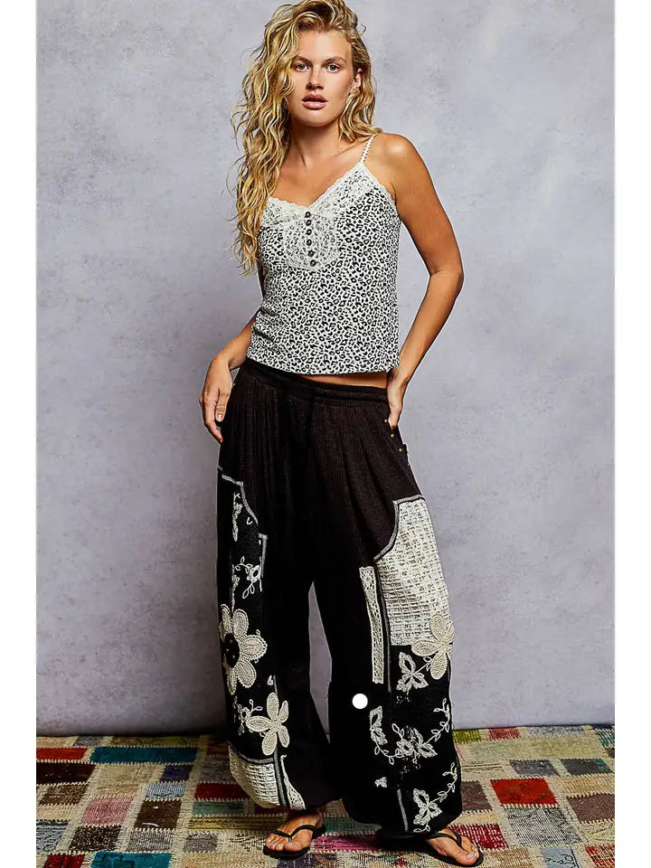 Patch Detail Rib Knit Joggers YKP198