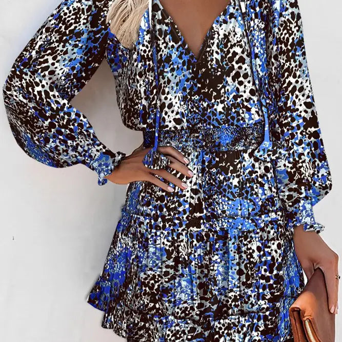 Zendaya Blue Splicing V Neck Mini Dress - Our Stuff Zendaya Blue Splicing V Neck Mini Dress - Our Stuff