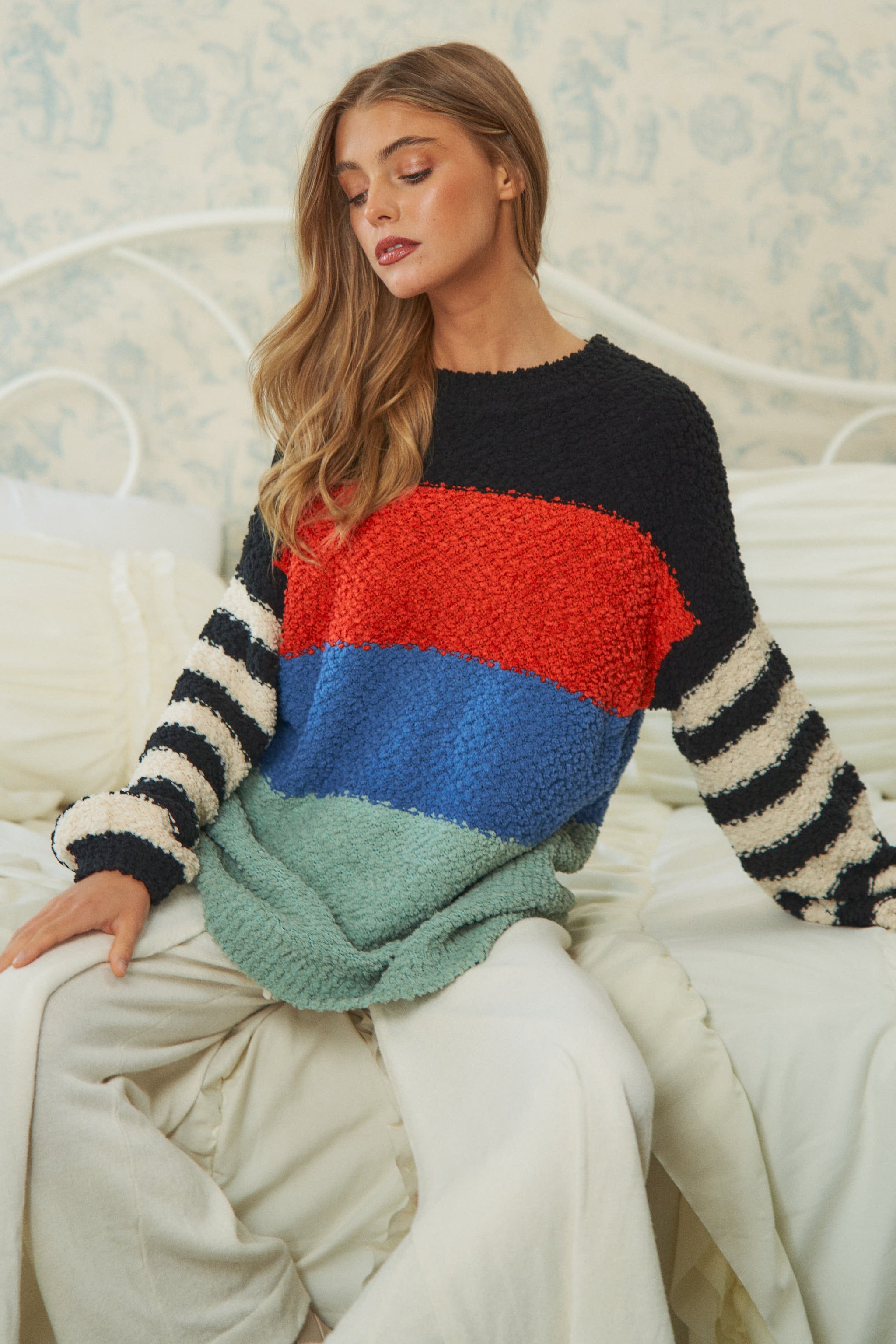 Luna Striped Color Block Knit Sweater