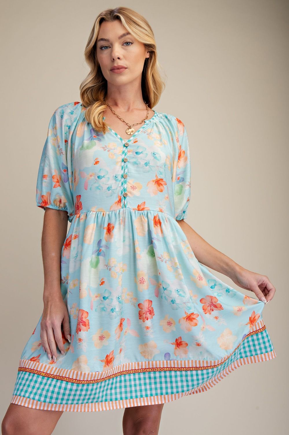 PRINTED POLY CREPE DRESS ED28603