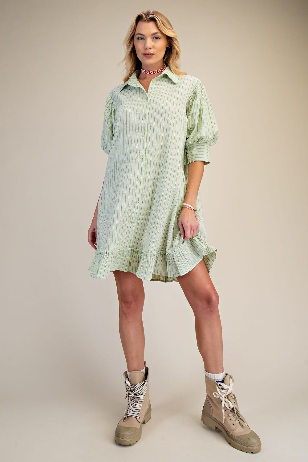 Striped Collared Dress ED29048