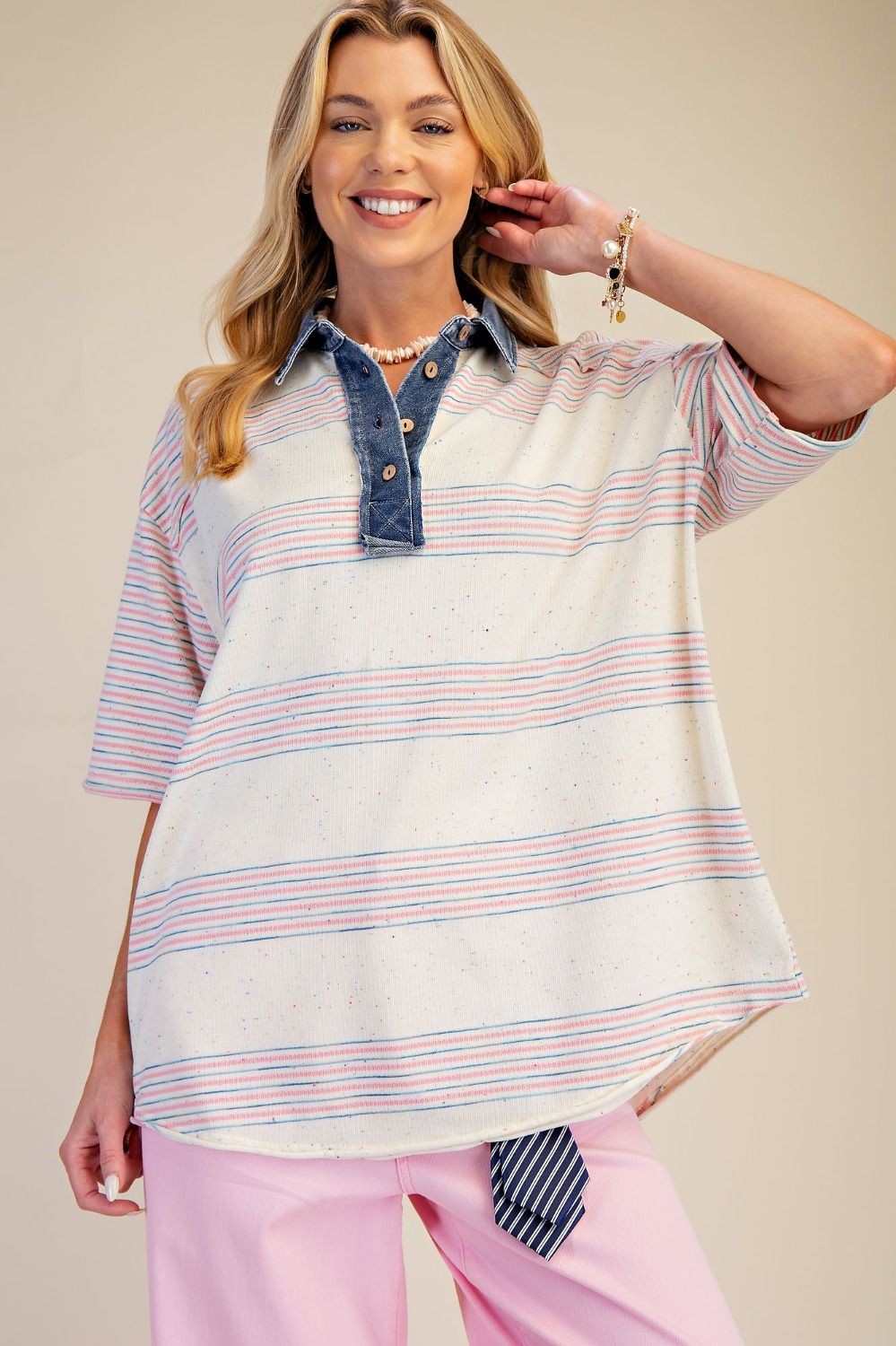 Melangie Knit Collar Shirt ET71938