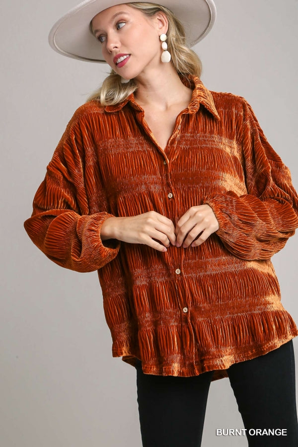orange velvet shirt