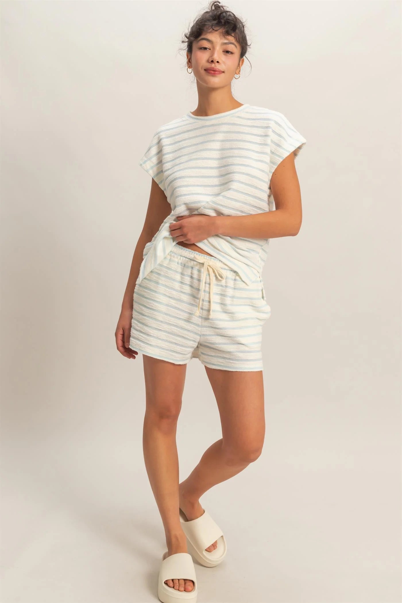 Blue Cotton Shorts DZ26A753