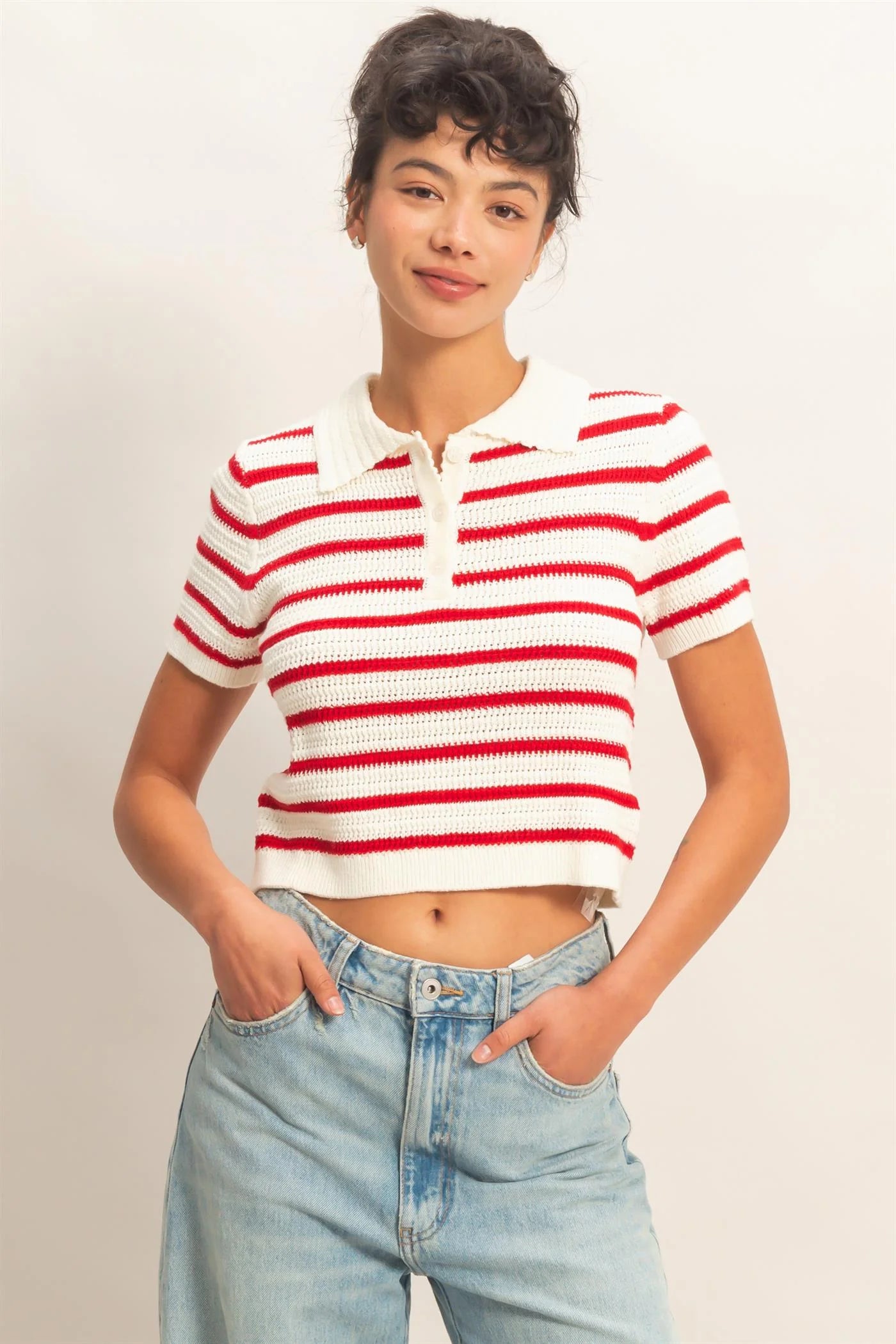 Red Knit Polo DZ26A603