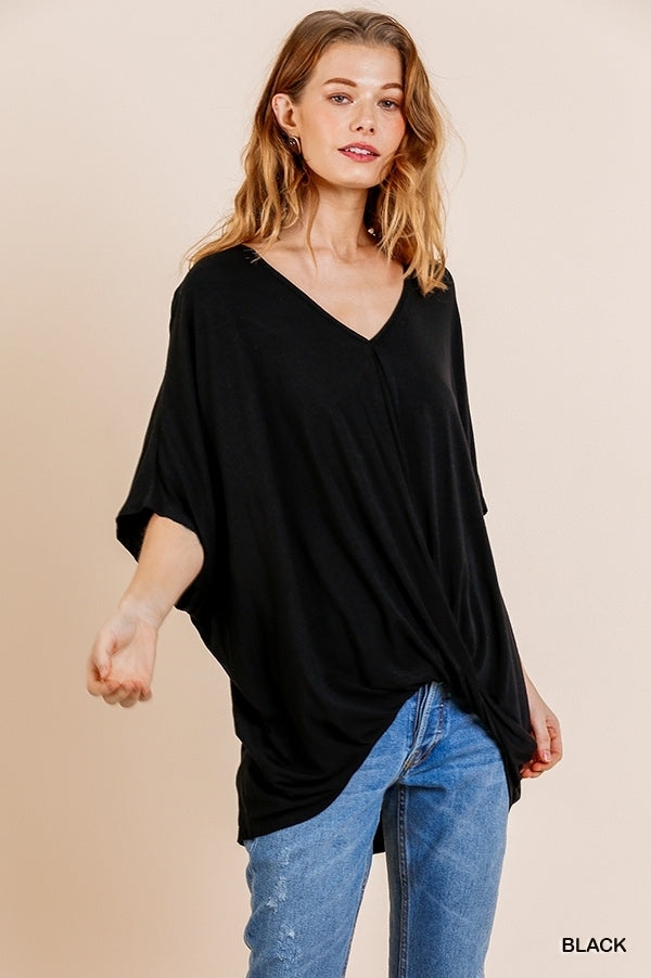 Angee Relaxed Faux Knot Top in Black