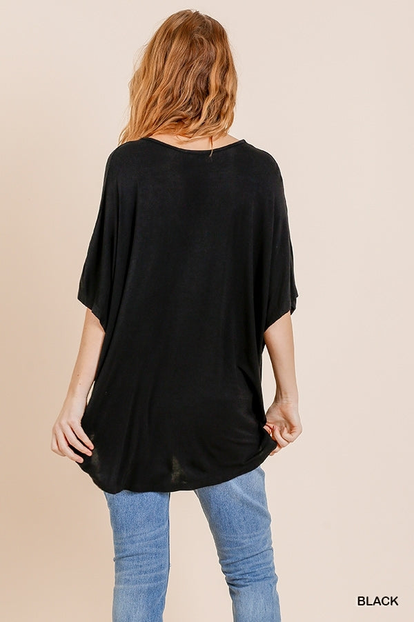 Angee Relaxed Faux Knot Top in Black