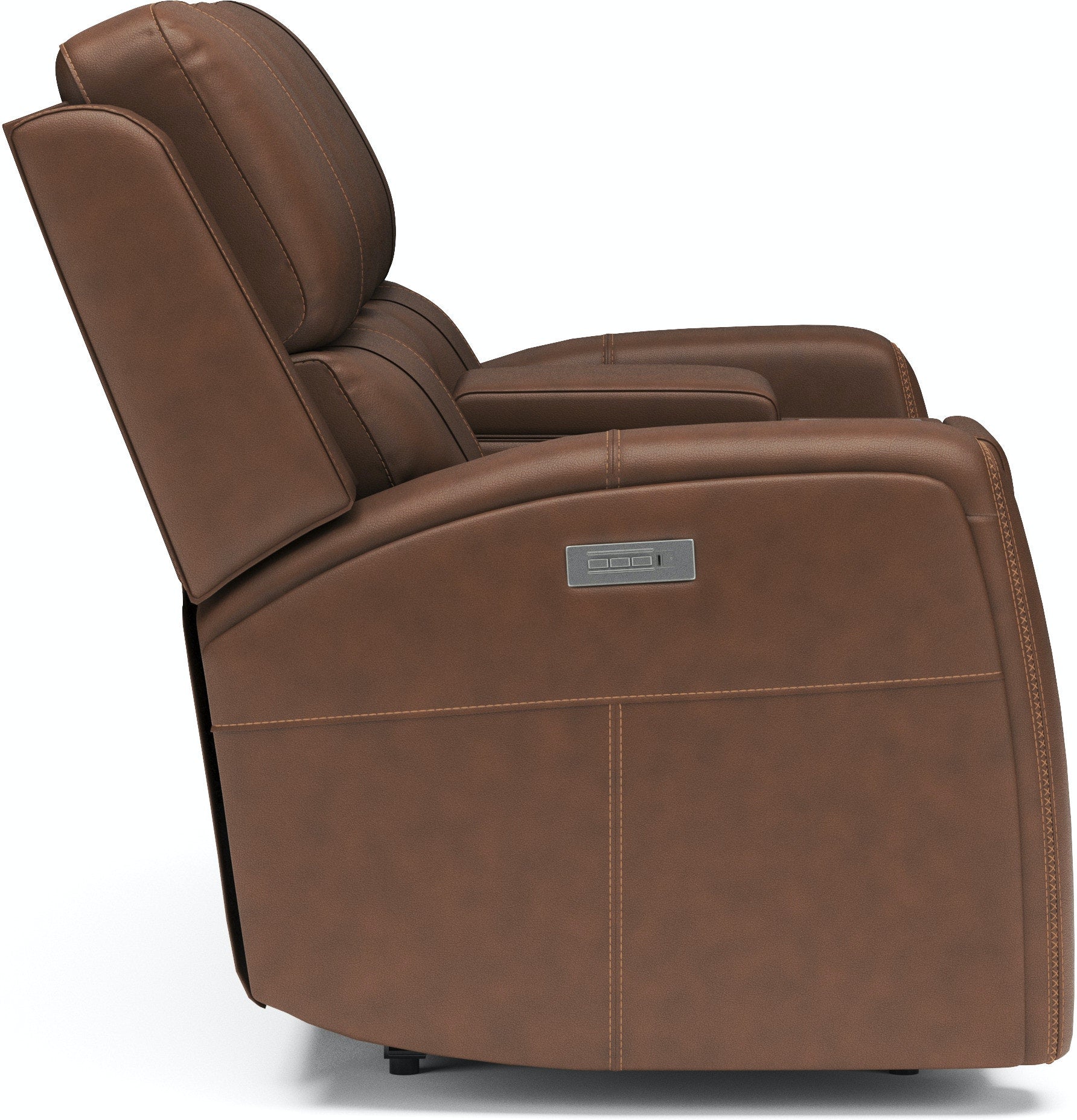 Linden Power Console Loveseat in Saddle