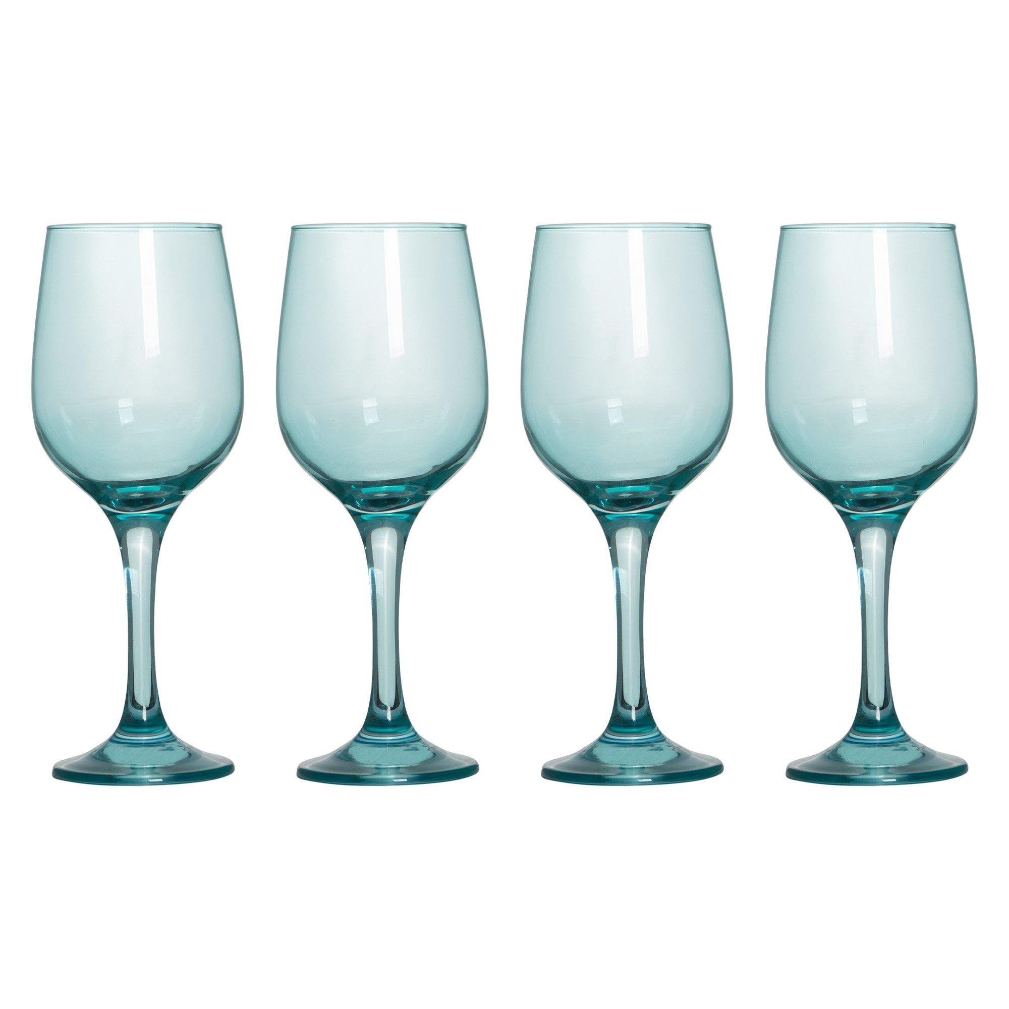 Aqua and White Margarita Glass Set of 4