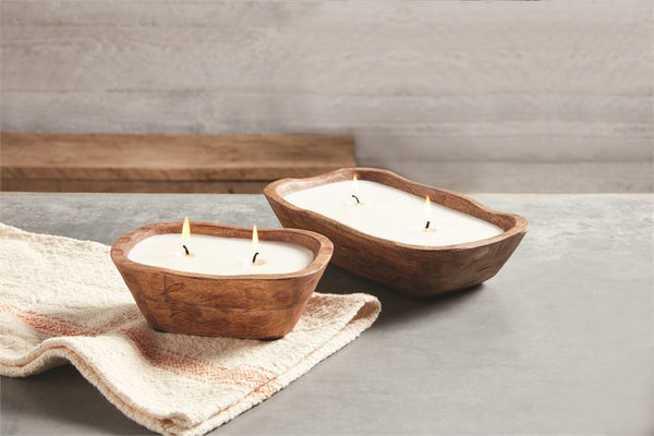 Mud Pie Small Petite Wood Bowl Candle - Our Stuff
