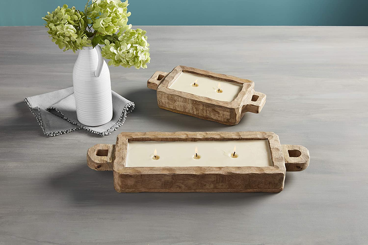 Mud Pie Small Rectangular Wood Candle