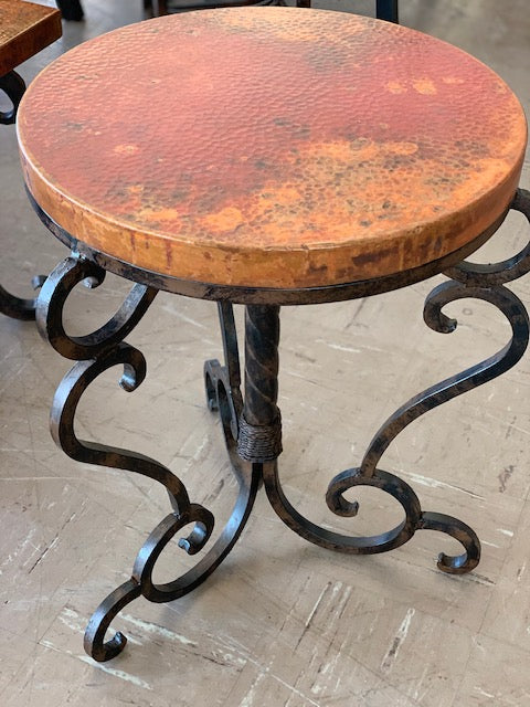 Custom Round Copper & Iron End Table