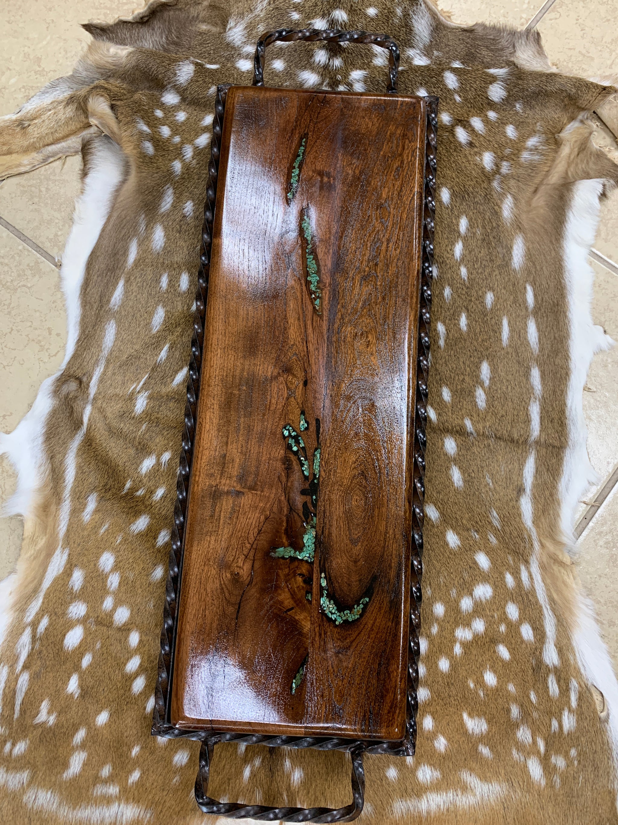 Custom Charcuterie Board with Turquoise Inlay