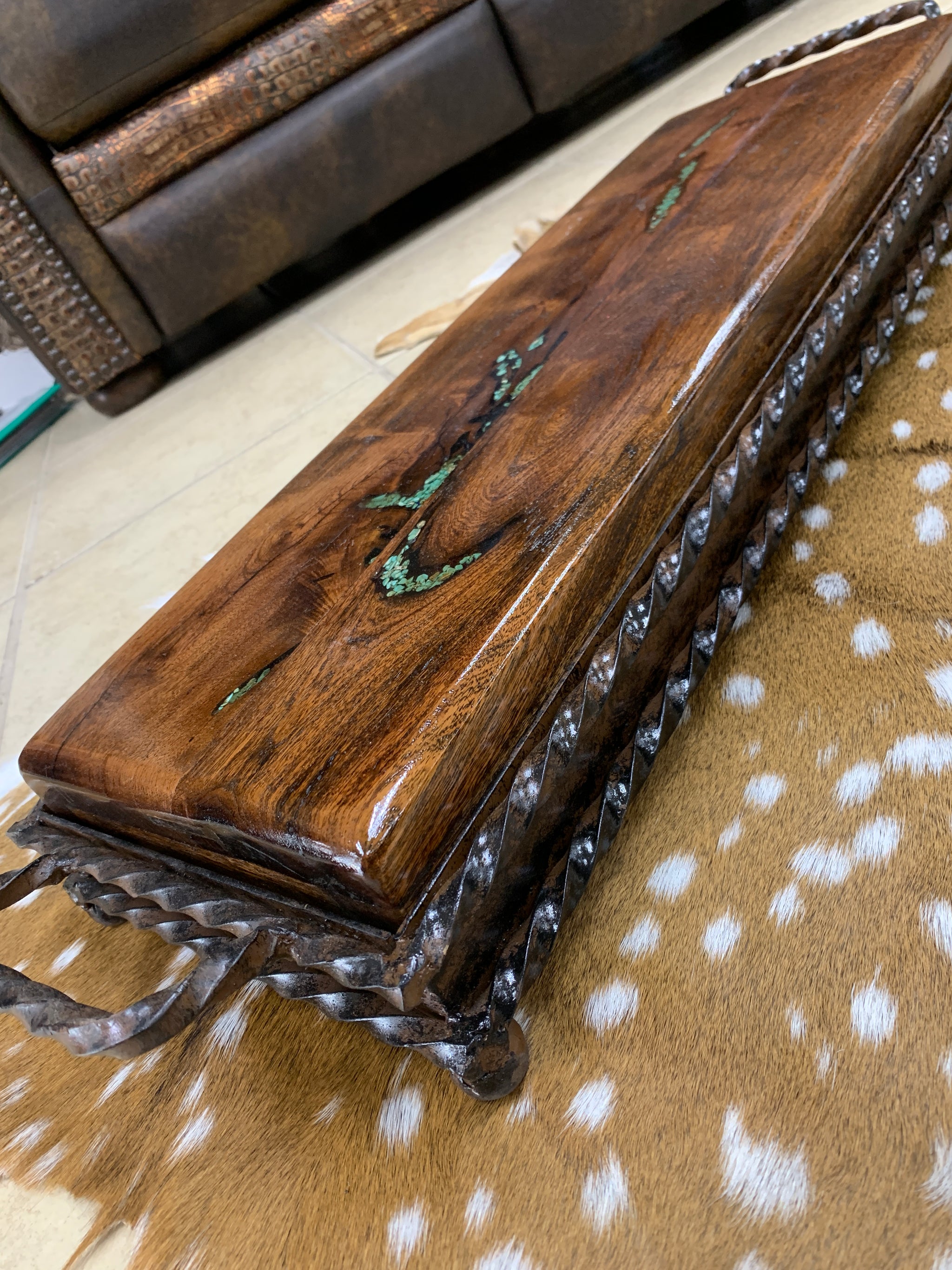 Custom Charcuterie Board with Turquoise Inlay