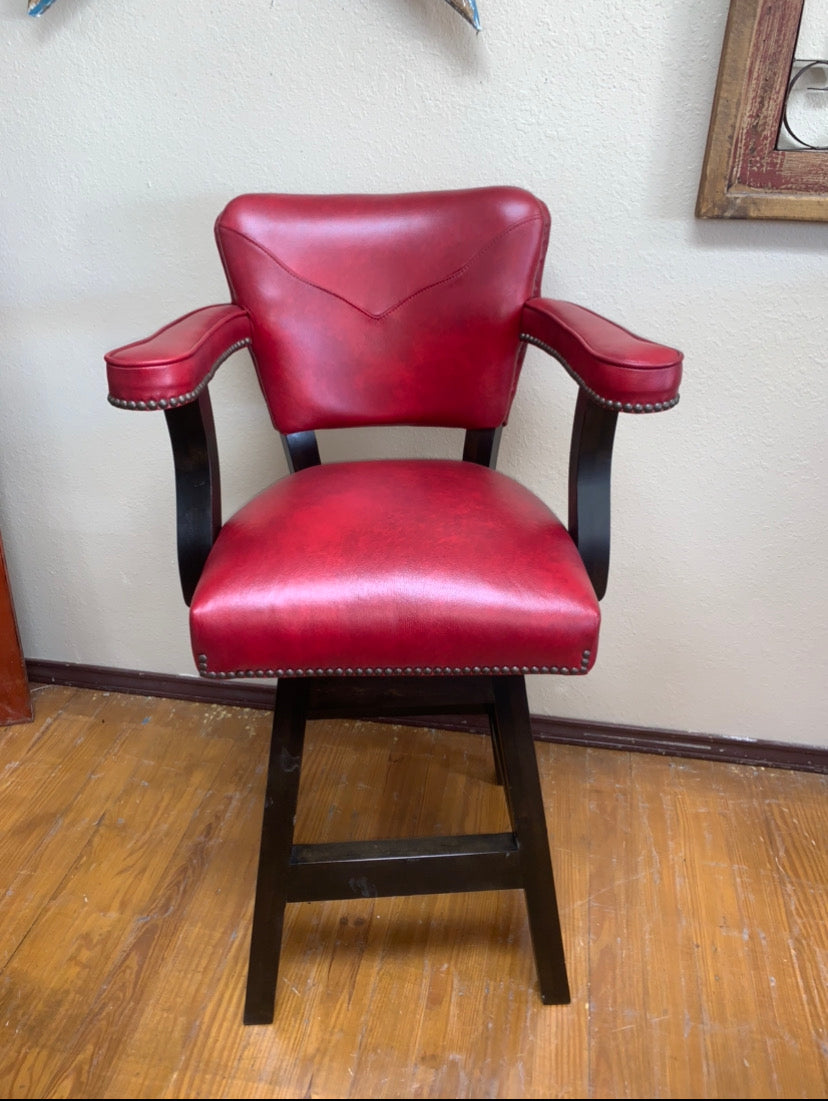 Custom Barstool With Stitching in Red