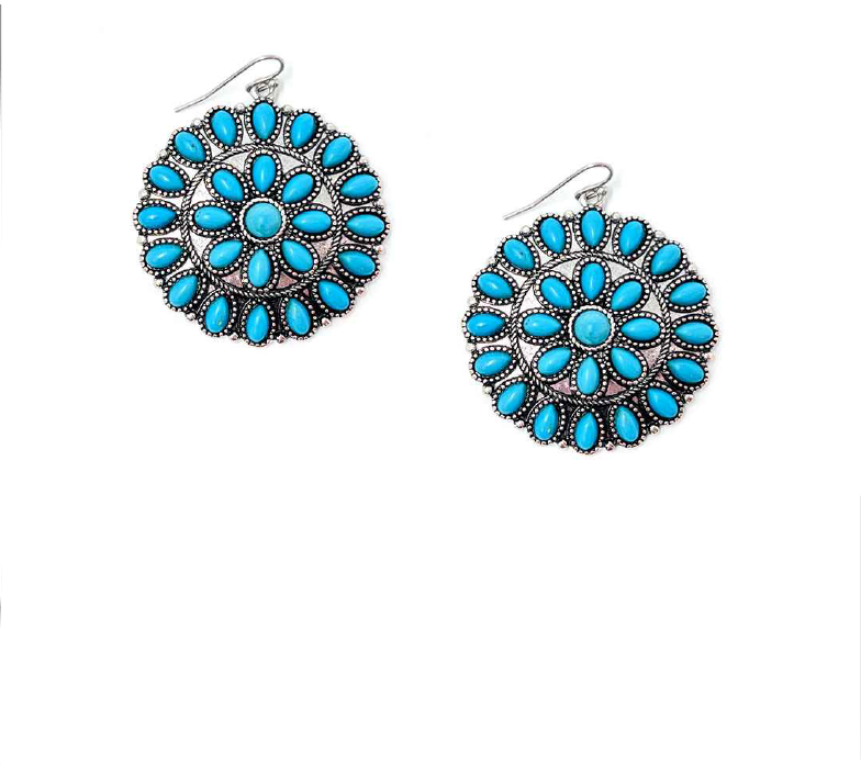 Wild Flower Turquoise Stone Cluster Earrings