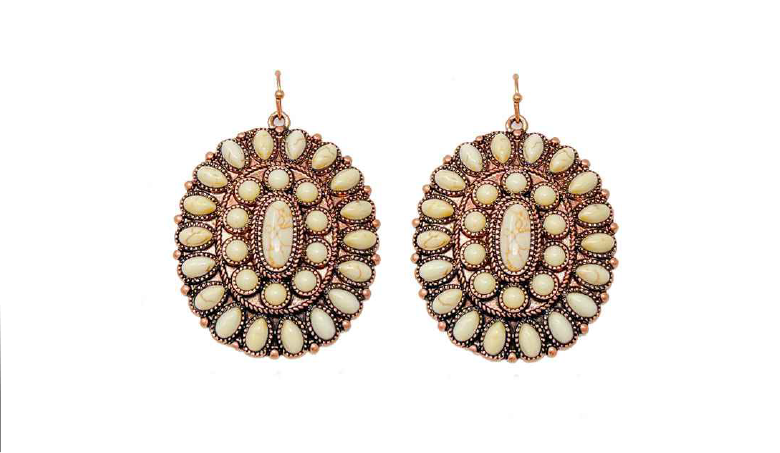 Wild Flower Pearl & Copper Oval Cluster Earrings