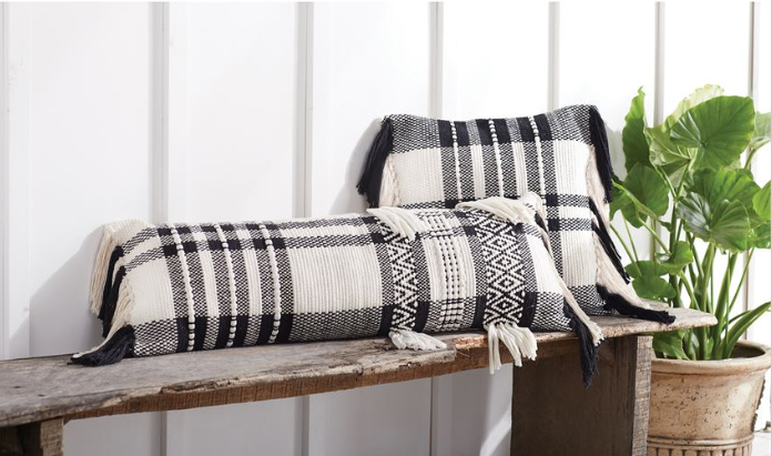 Square Black White Check Pillow