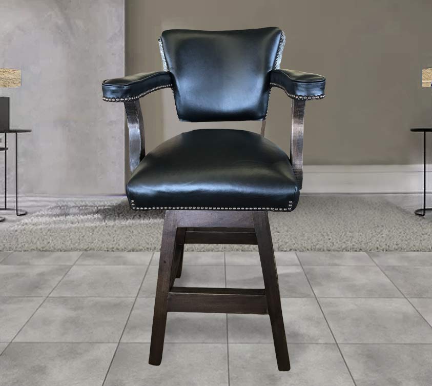 Custom Leather Barstool in Black & Cowhide