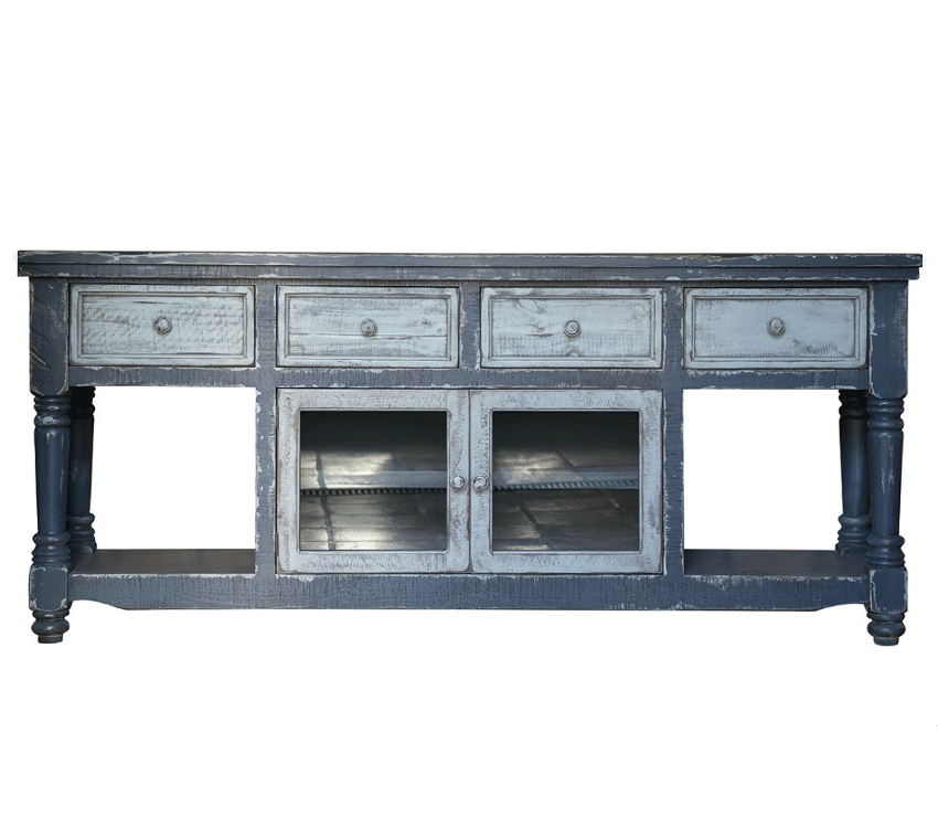 Distressed blue best sale tv stand