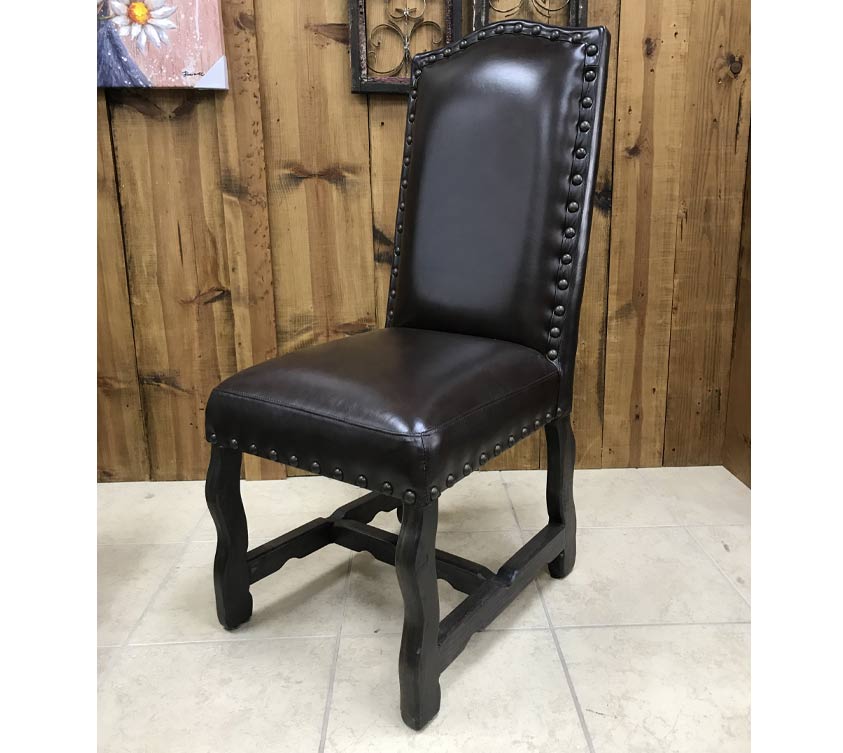 Custom Leather Dining Chair in Hunter Chocolate