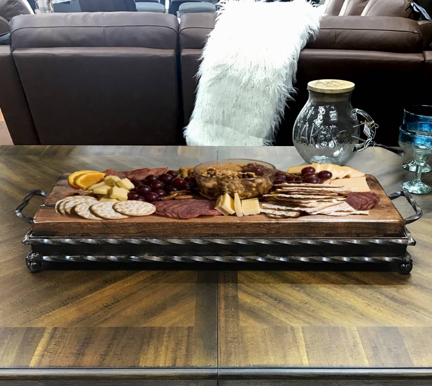 "Champion" Large Custom Mesquite Charcuterie Board With Inlay