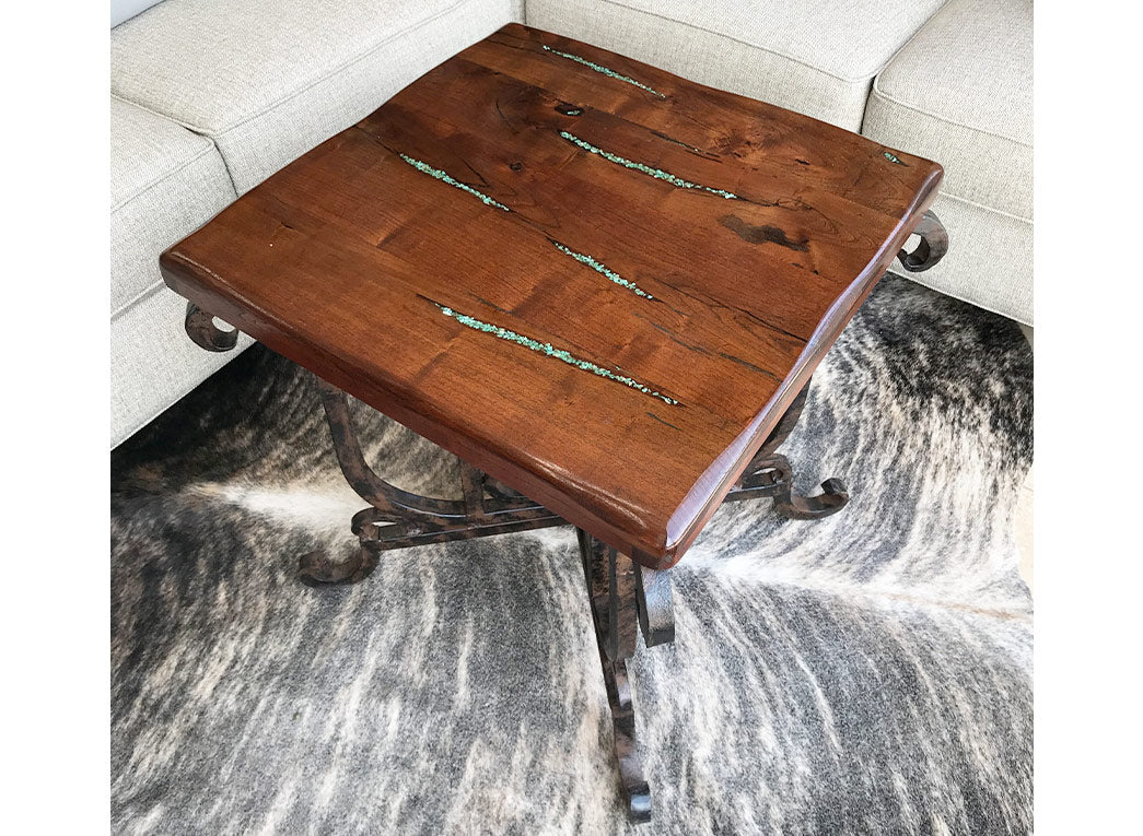 Custom Mesquite Turquoise Inlay End Table