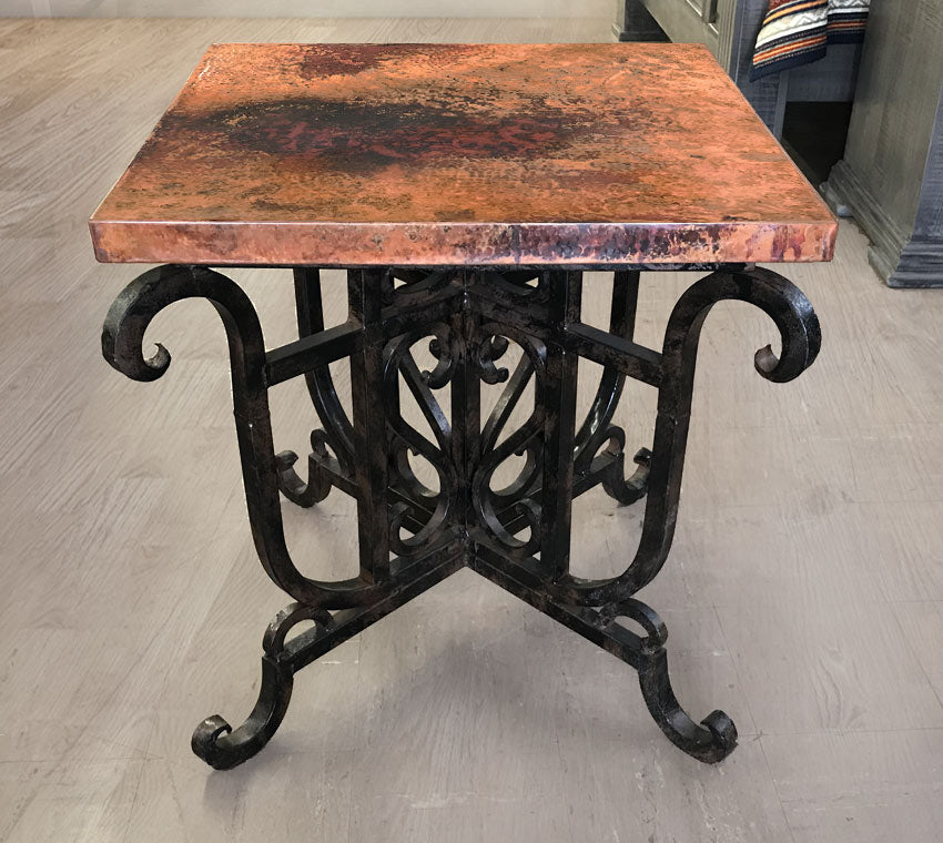 Custom Copper & Scrolled Iron End Table