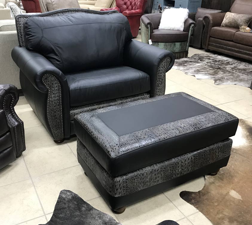 Custom El Dorado Chair-and-a-half in Black Leather