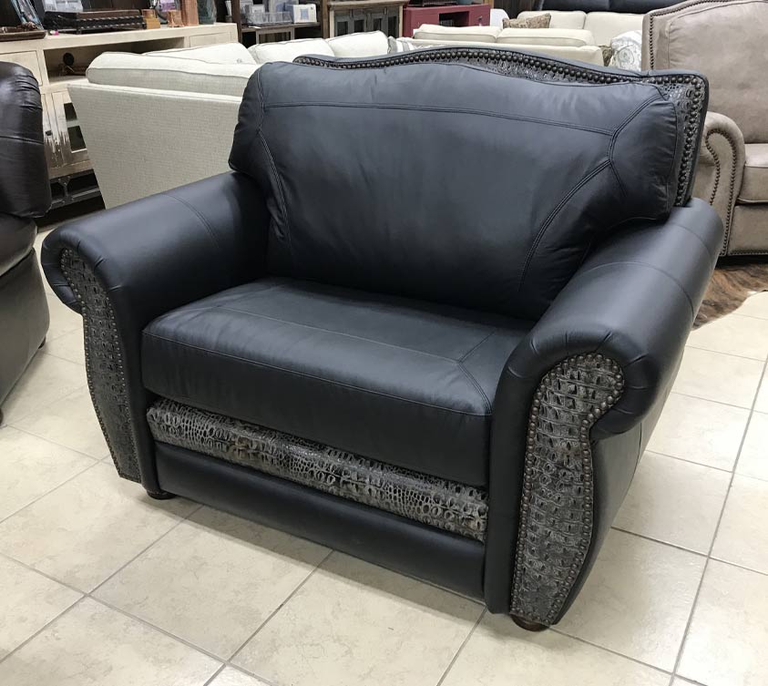 Custom El Dorado Chair-and-a-half in Black Leather