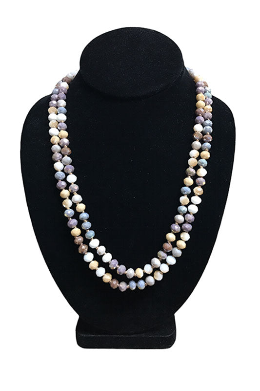Sandra Dotts Faceted Crystal Bead Necklace in Multi Natural