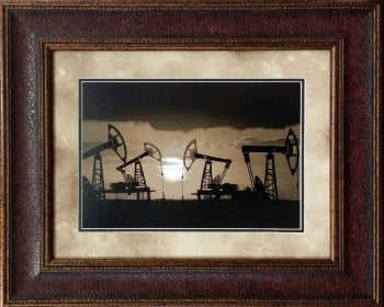 Oil Pump Jacks At Dawn Framed Wall Art