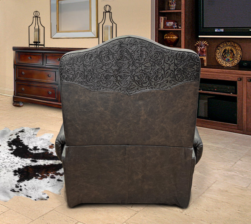 Custom Republic Rocker Swivel Recliner With Cowboy Tool Accent