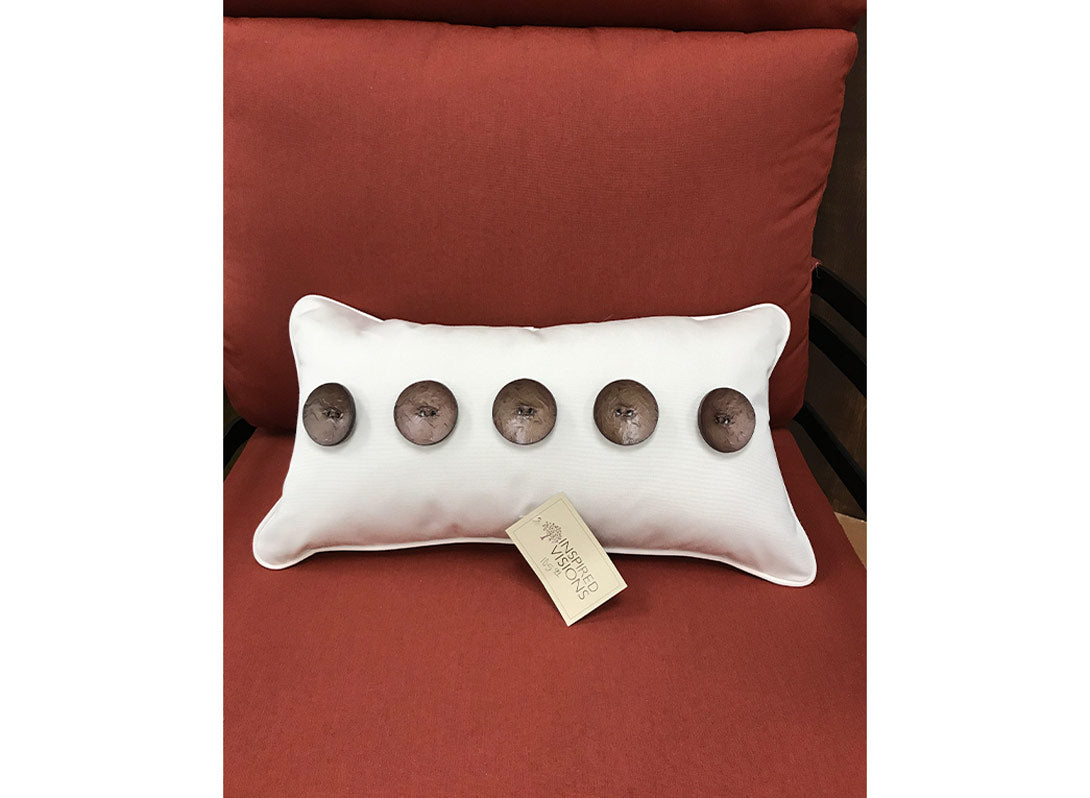 Lumbar With Wooden Buttons Outdoor Pillow