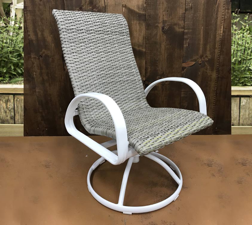 Portside White Wicker Swivel Rocker - Main Image