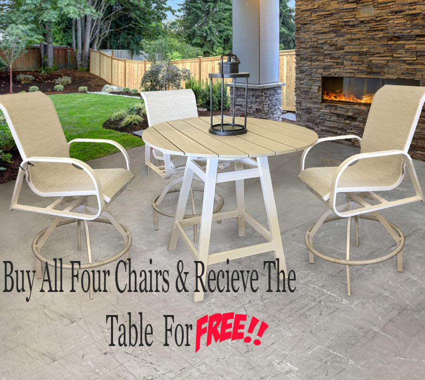 Cabo White Swivel Bar Chair & Table