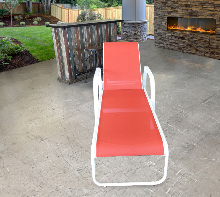 Cabo Sling Chaise Lounge in White & Salsa
