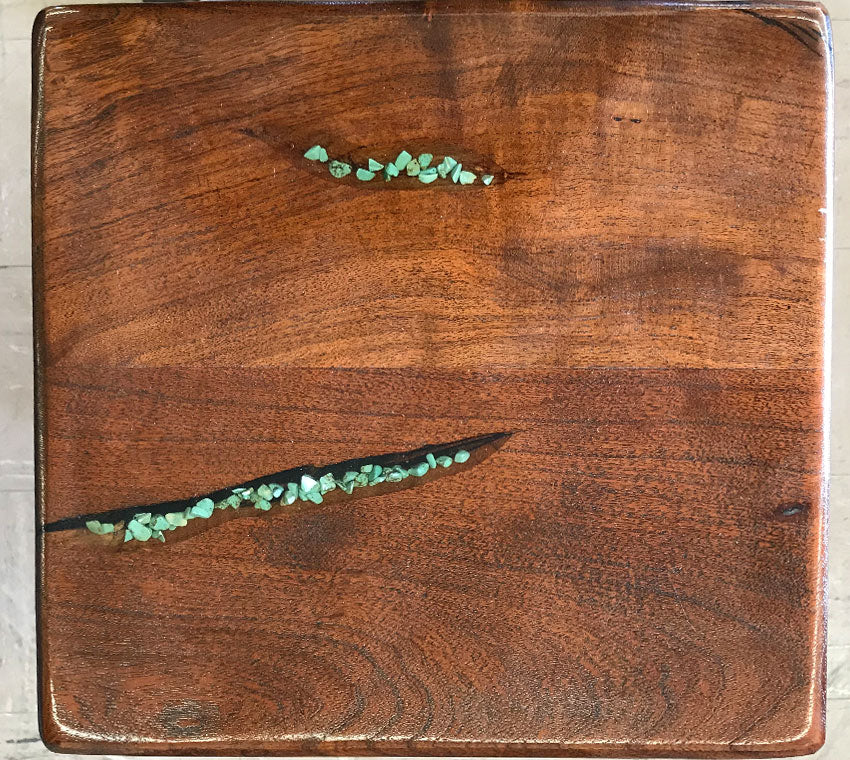 Custom Mesquite Turquoise Inlay Square Accent Table
