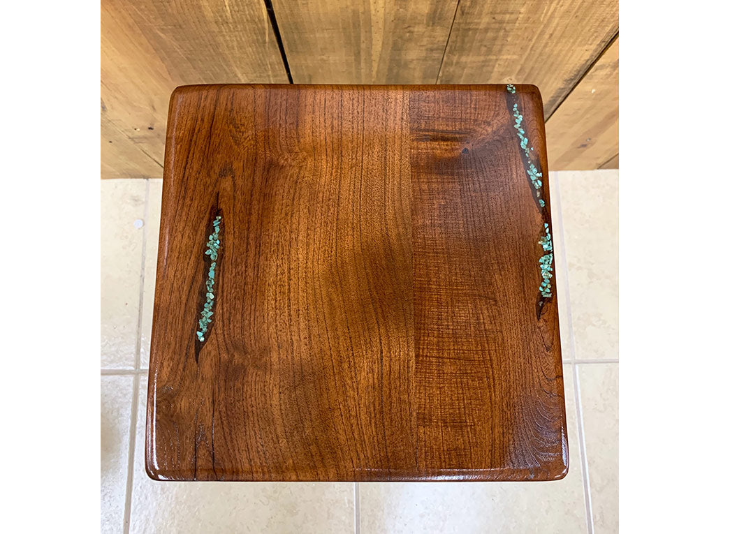 Custom Mesquite Turquoise Inlay Square Accent Table