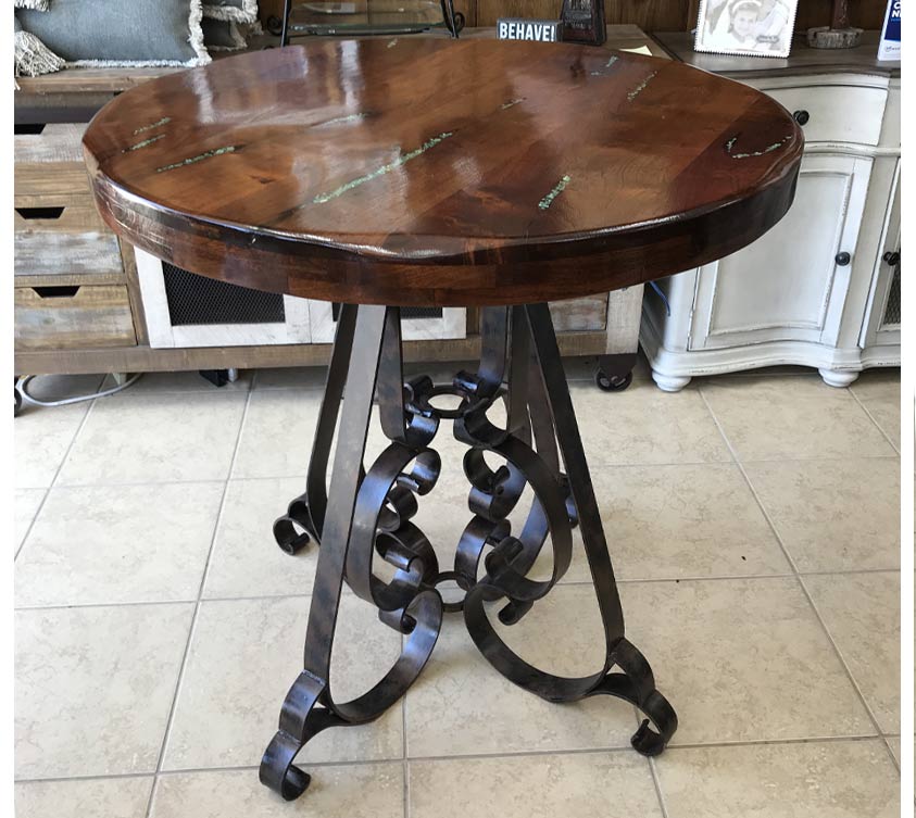 Custom Bar/Bistro Table with Turquoise Inlay