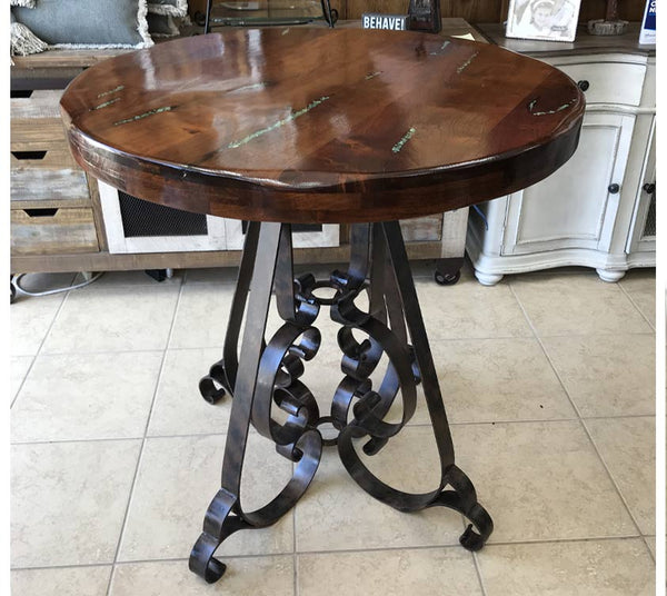 Custom Bar/Bistro Table with Turquoise Inlay - Our Stuff